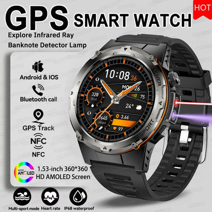 For Huawei Popular outdoors GPS Sports Smart Watch Men Heart Rate AMOLED 3ATM IP69K Waterproof 500mAh Infrared NFC HD Call Watch