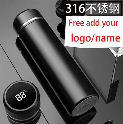 Free Custom Intelligent Digital Thermos Water Cup Touch Display Temperature Stainless Steel Creative Thermoses Coffee Mug Gifts