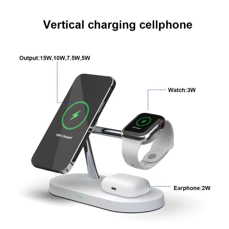 3 in 1 Magnetic Wireless Charger Stand for IPhone 15 14 13 Pro Max Apple Watch 9 8 7 Airpods Induction USB Fast Charging Station