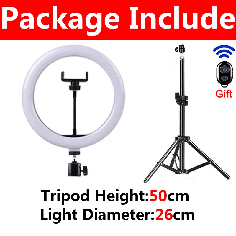 10inch Video Lights Dimmable Light Selfie LED Ring Light USB Ring Lighting Lamp With Tripod Stand To Make Youtube Ringlight Lamp