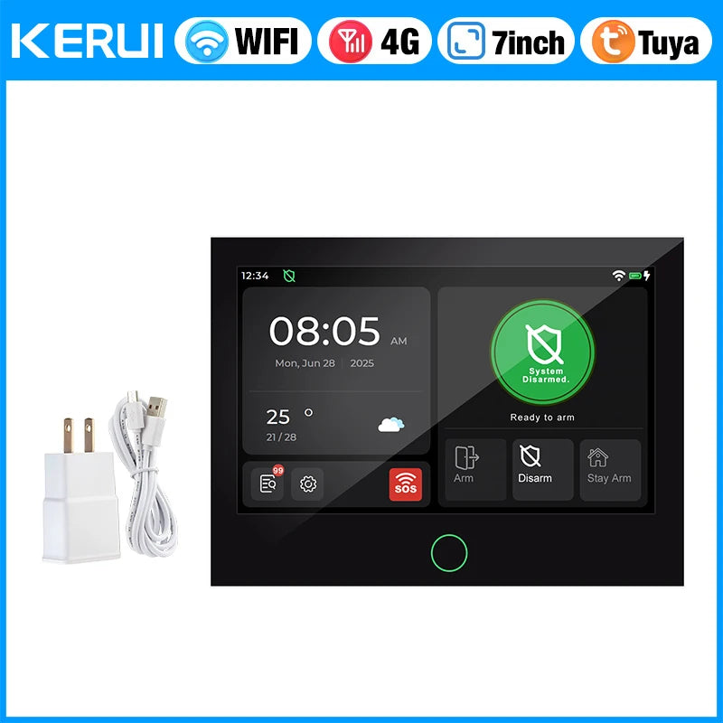 KERUI 4G/WiFi GSM Home Alarm with 7-inch IPS Large Touch Screen Panel Tuya Smart Wireless Security Alarm System Burglar Alexa