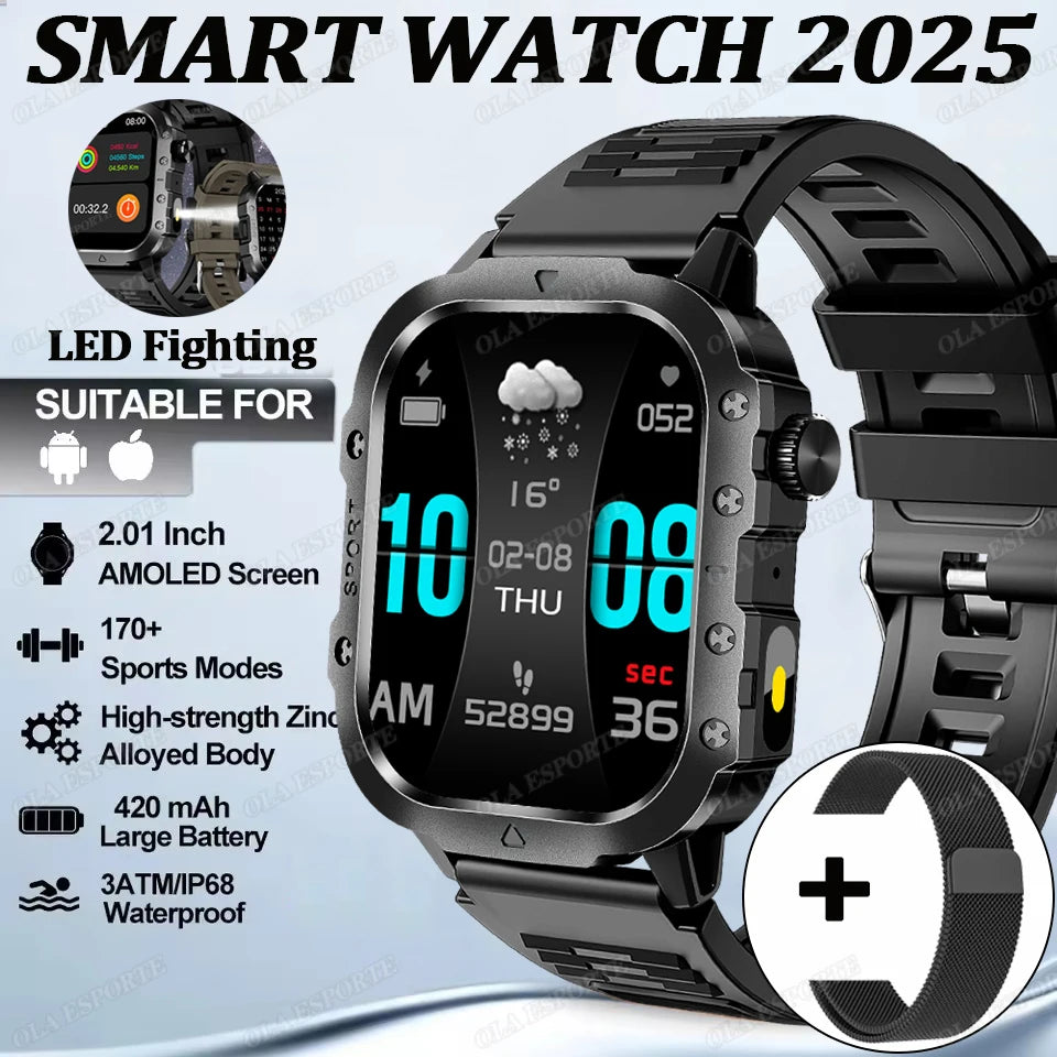 For Xiaomi Huawei Smart Watch Men Women Bluetooth Call GPS Compass Tracker Sports Watches LED Flashlight Touch Screen Smartwatch