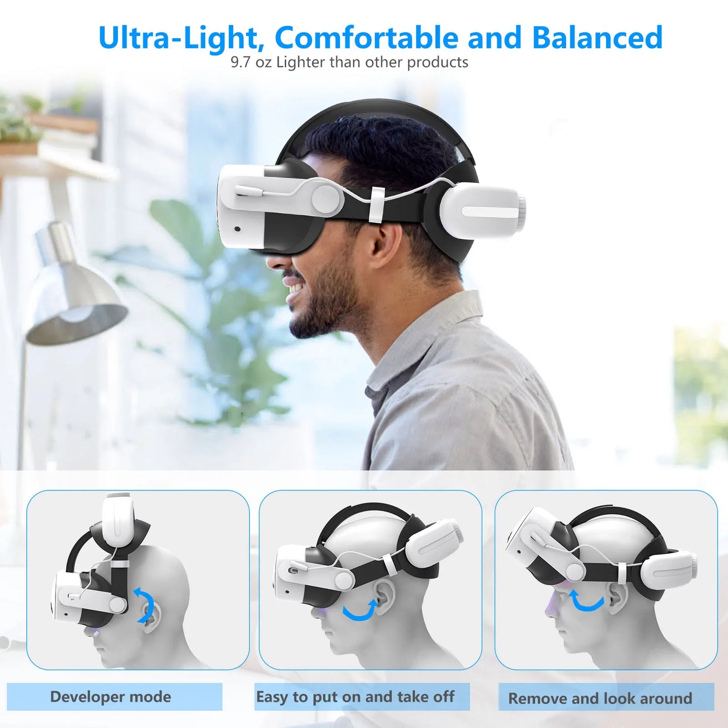 12000mAh Battery Head Strap VR accessories, Compatible with For Oculus/Meta Quest 3/3s, Extended Playtime, Adjustable