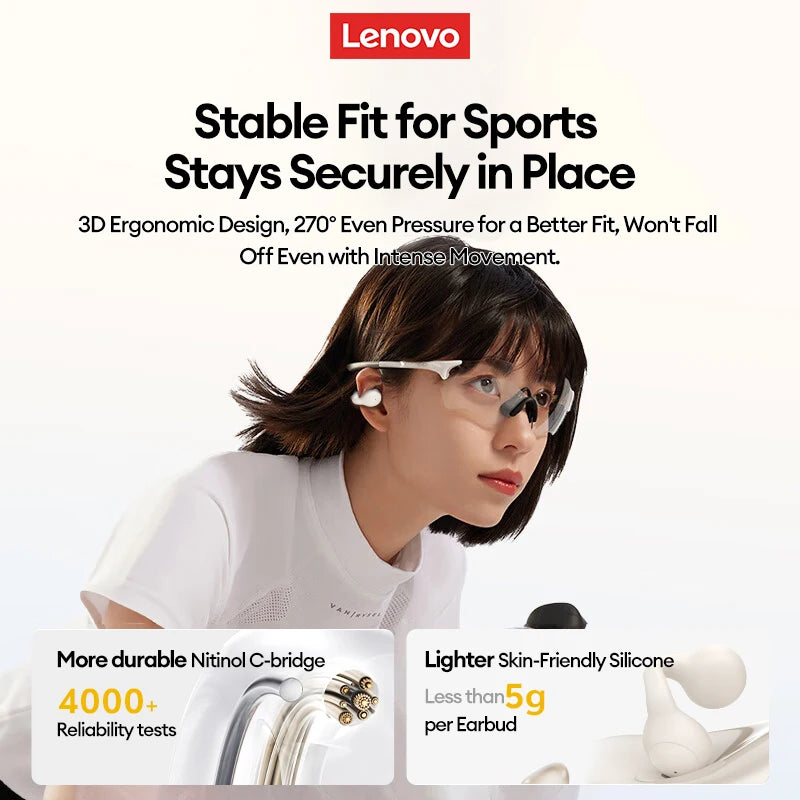 New Lenovo LP25 OWS Wireless Bluetooth Ear Clip Headphones Long Battery Life Gaming Headset HIFI Surround Sound Earbuds With Mic