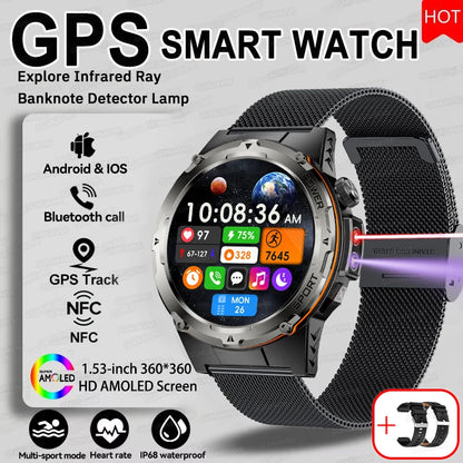 For Huawei Popular outdoors GPS Sports Smart Watch Men Heart Rate AMOLED 3ATM IP69K Waterproof 500mAh Infrared NFC HD Call Watch