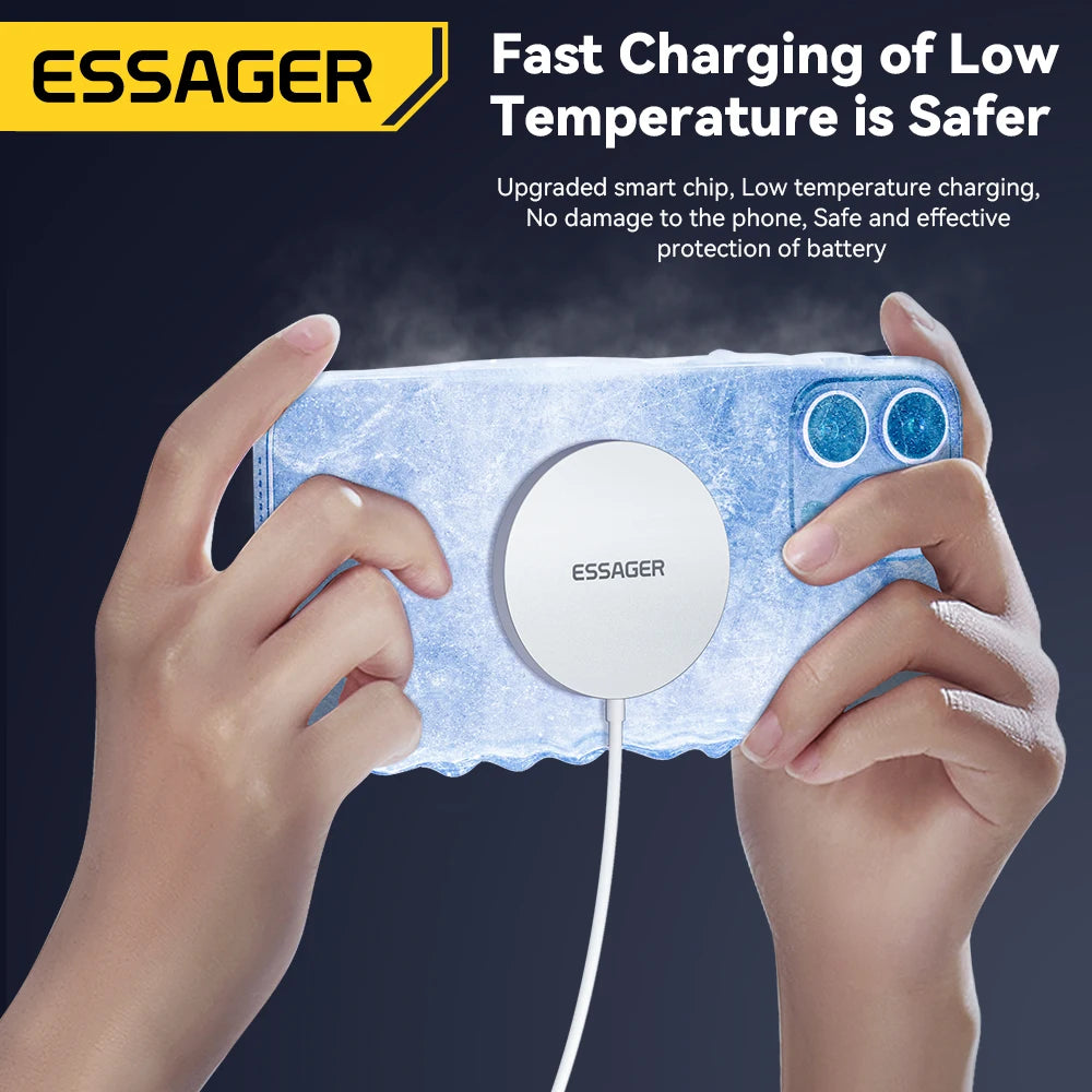 Essager Magnetic Qi Wireless Charger 15W With Cable For iPhone 14 13 12 Pro Max Fast Wireless Charging For Samsung Xiaomi Huawei