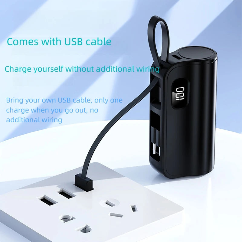 3/1 Capsule Power Banks 5000mah Mini Charging Emergency Tail Plug 22.5w Mobile Shared Powerbank Built-in Cable/invisible Bracket