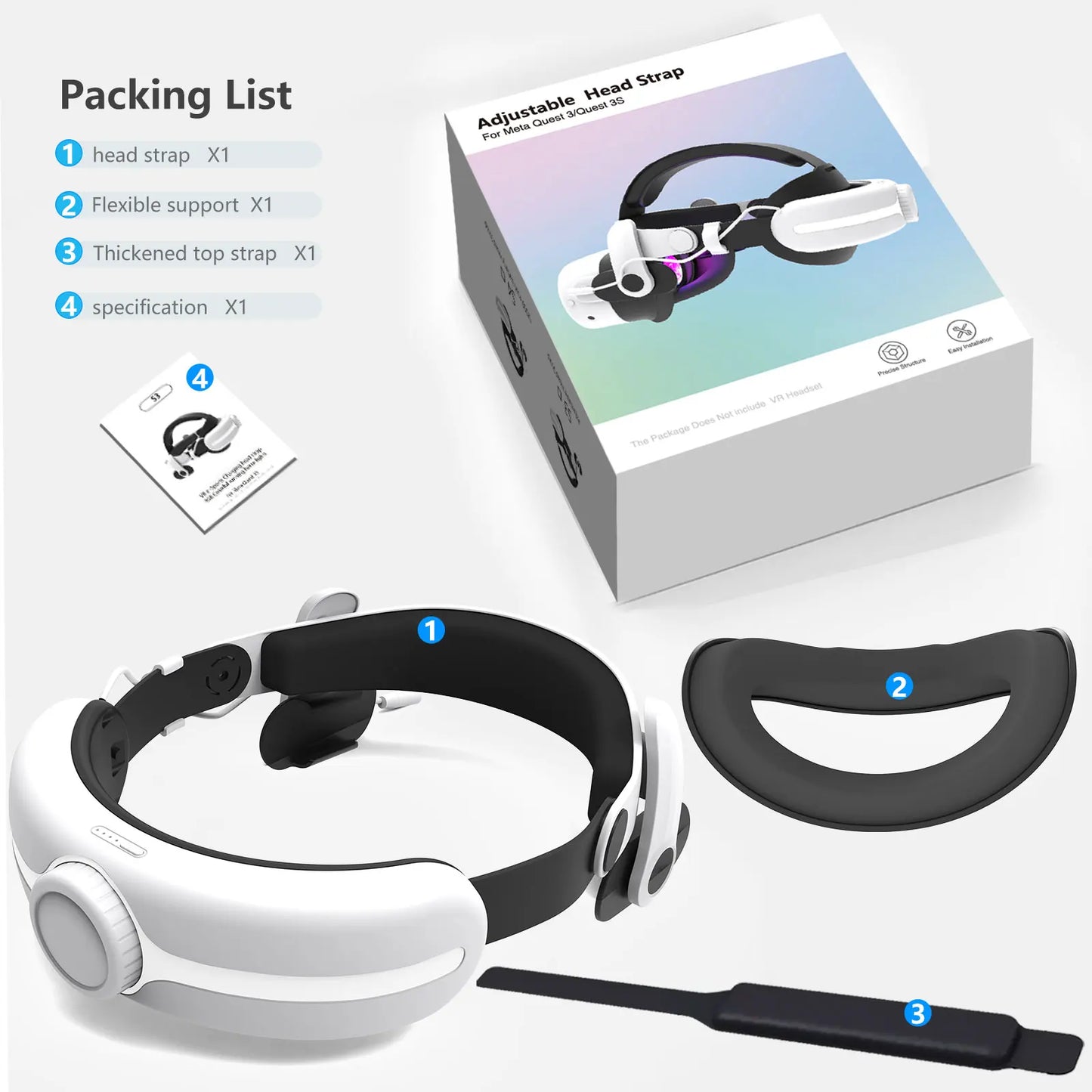 for Meta quest3/Quest 3s VR Elite Head Strap Can be used Enjoy super long battery life with a 12,000mAh capacity