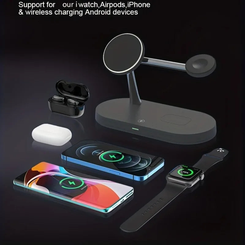 3 in 1 Magnetic Wireless Charger Stand for IPhone 15 14 13 Pro Max Apple Watch 9 8 7 Airpods Induction USB Fast Charging Station