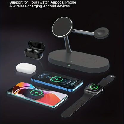 3 in 1 Magnetic Wireless Charger Stand for IPhone 15 14 13 Pro Max Apple Watch 9 8 7 Airpods Induction USB Fast Charging Station