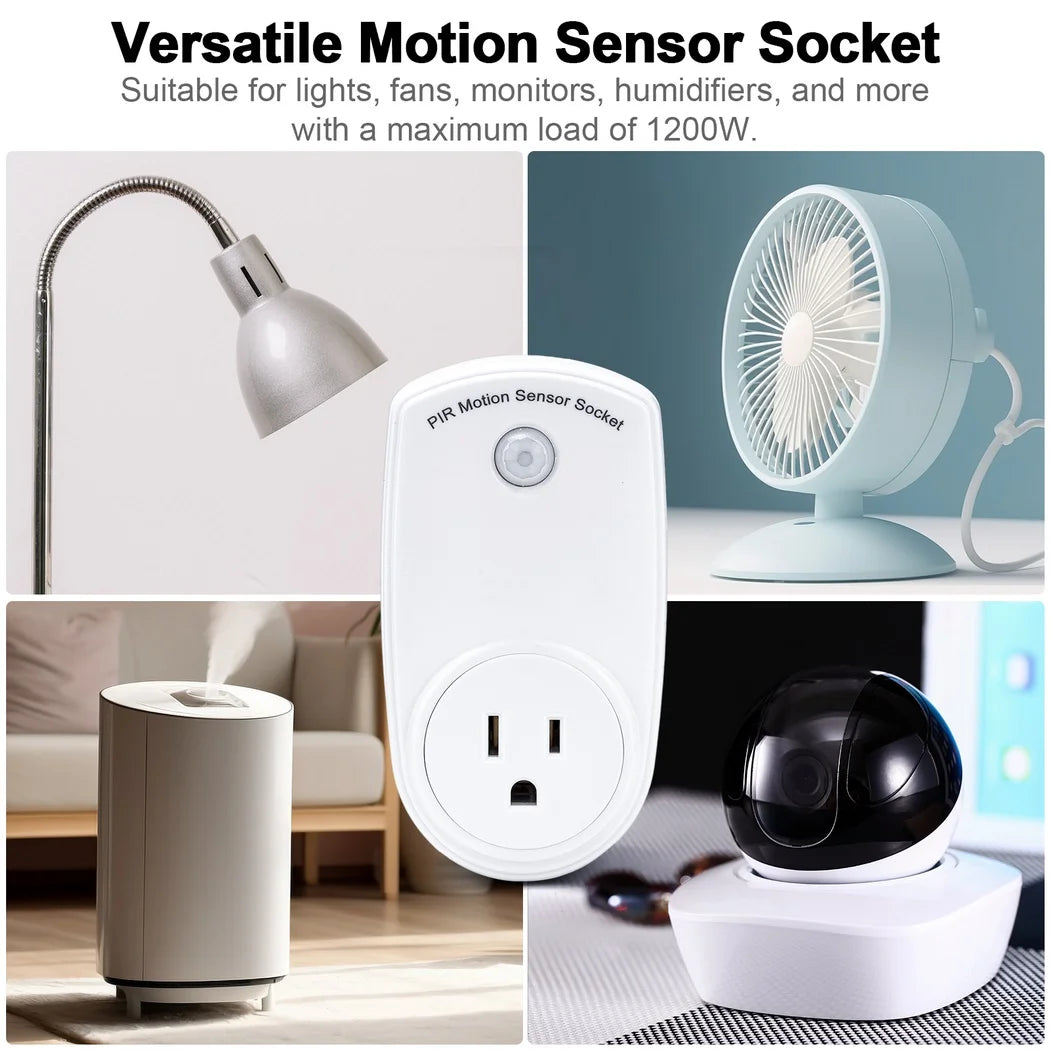 4Pcs Motion Sensor Outlets PIR Motion Sensor Light Plug In Outlet Indoor Light Control Smart Socket 120° Wide Angle 19.7ft Range