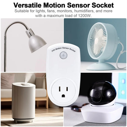 4Pcs Motion Sensor Outlets PIR Motion Sensor Light Plug In Outlet Indoor Light Control Smart Socket 120° Wide Angle 19.7ft Range