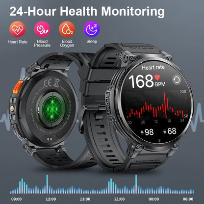 LIGE 1.85” HD Screen Smart Watch Men LED Flashlight 730mAh Large Battery Bluetooth Call Bracelet Waterproof Fitness Smartwatches