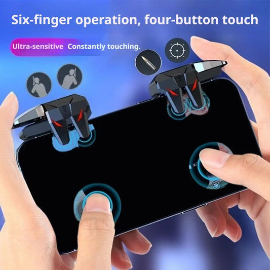 2PCS Mobile Phone Game Triggers Six Finger Chicken Eating Artifact Gaming Aim Shooting Triggers Joystick Button