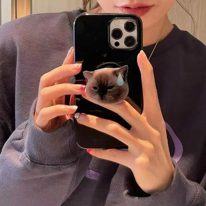 Cute 3D Funny Cat Griptok  Grip Tok Korea Holder Ring For iPhone Samsung Accessories Lovely Cartoon Phone Stand Socket