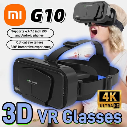 Xiaomi G10 4K Giant Screen Virtual Reality 3D Glasses Google Cardboard Box VR Helmet for 4.7-7" Phone Game Controller Player