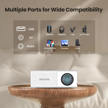 Mini Portable Projector with USB & HDMI, Compact HD Home Theater Movie Video DLP LED for Outdoor