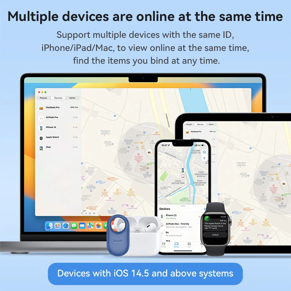 HOCO E94 SmartTag Bluetooth GPS Smart Trackers Finder intelligent positioning Pet Car key Bag Wallet anti-lost device Find my