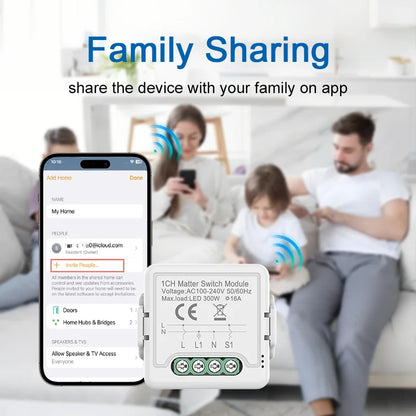 ANDELI Matter WIFI Smart Switch Module Automation Relay Smart Breaker Voice Control Apple Home Siri Alexa Google smart tings