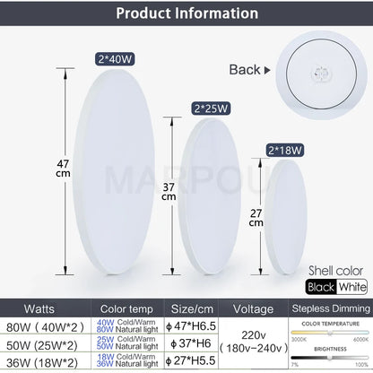 MARPOU Smart ceiling lamp led lamp for bedroom ceiling lights with Remote control Dimmable led lights for room Living room