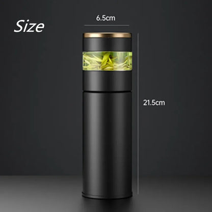 450ml Smart Thermos Bottle For Tea With Separation Strainer Infuser Temperature Display Stainless Steel Insulation Vacuum Flask