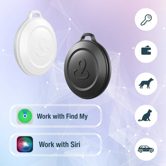 2PCS GPS Tracker Works with iOS Find My APP MFI Smart Tag Key Finder Anti Lost Global Locator for Wallet Car Luggage Pet Tag