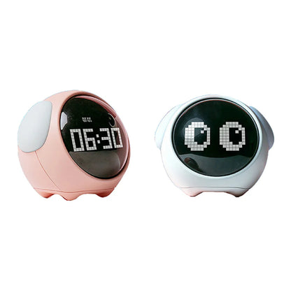 New Night Light Cute Expression Alarm Clock Child Alarm Clock Voice Controlled Light Multifunctional For Home Thermometer