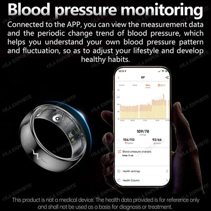 New ECG Smart Ring Heart Rate Blood Oxygen Blood Pressure Sleep Monitor Rings 5ATM Waterproof Multi-Sport Smartring For Xiaomi