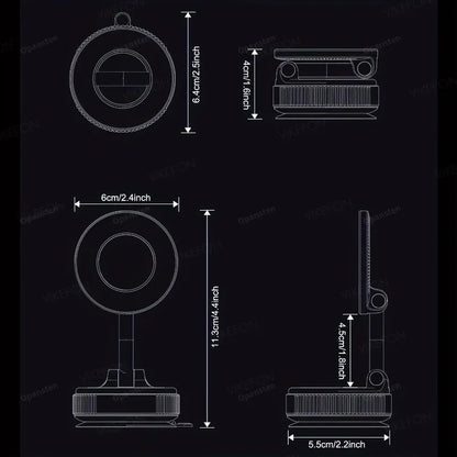 Magnetic Car Phone Holder 360° Rotation Folding With Vacuum Suction Cup For iPhone 12-16 Series Car/Gym/Driving Phone Holder