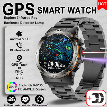 For Huawei Popular outdoors GPS Sports Smart Watch Men Heart Rate AMOLED 3ATM IP69K Waterproof 500mAh Infrared NFC HD Call Watch