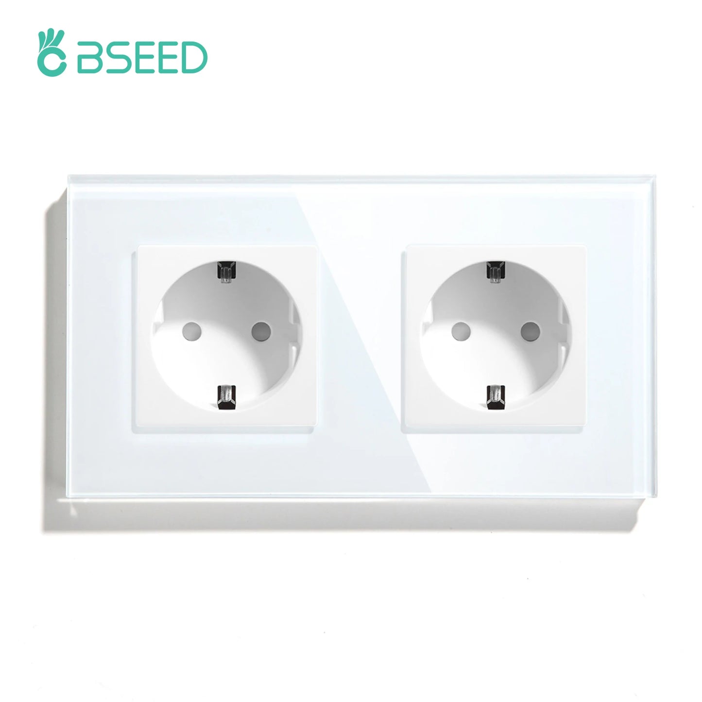 BSEED EU Standard USB Single Socket Touch Switch 1Gang 1Way White Crystal Sensor Wall Light Switch Power Double Sockets Outlets