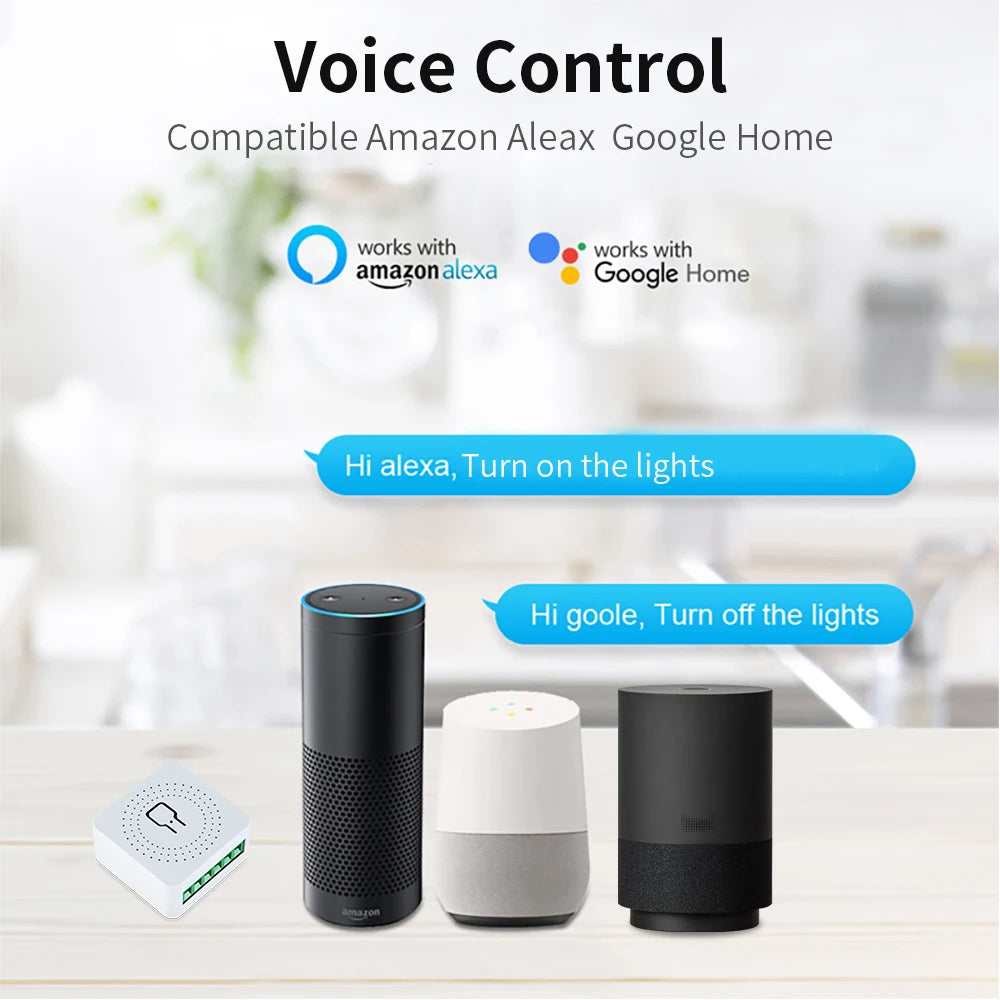 Tuya Smart Life DIY Mini Smart Light Switch Zigbee16A - Two-Way Control APP Remote Timer Compatible with Alexa & Google Home