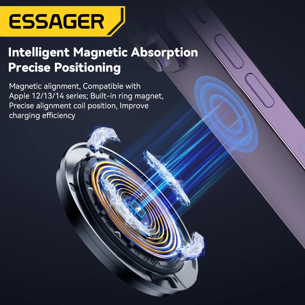 Essager Magnetic Qi Wireless Charger 15W With Cable For iPhone 14 13 12 Pro Max Fast Wireless Charging For Samsung Xiaomi Huawei