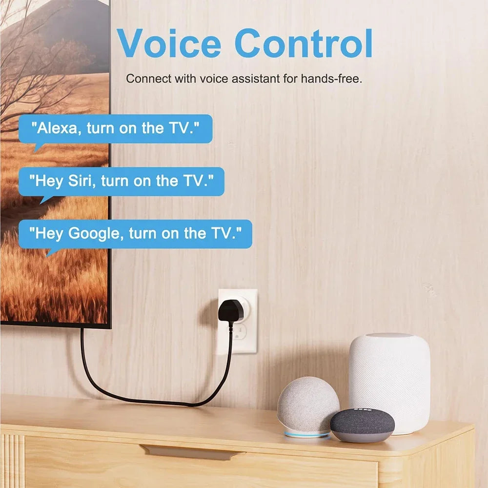 Matter Smart Socket WiFi UK Smart Plug 16A Mini Home Outlet App Control Voice Function Work with HomeKit Siri Alexa Google Home