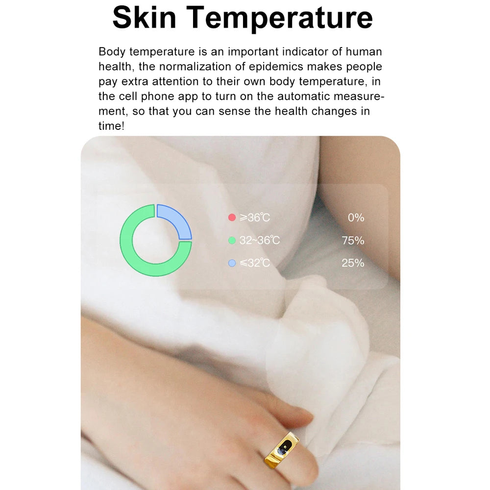 Smart Ring Men Women Temperature Health Monitor 5ATM Waterproof Music Video Control Sports Modes Rings Finger VS R02 R06 R09