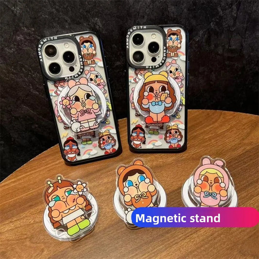 NEW Korea Cartoon Character Strong Magnetic Popsockets Holder For Magsafe Griptok Foldable Stand Finger Bracket Case Accessories