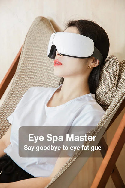 MUKASI Eye Massager Vibration Bluetooth Music, Smart Massage Eye Mask for Eye Relax, Reduce Eye Strain, Improve Sleep