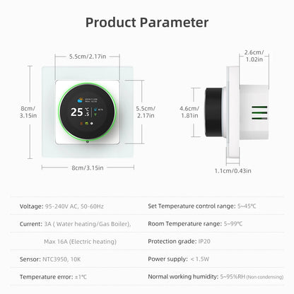 AVATTO Tuya WiFi Smart Knob Thermostat Temperature Controller For Water Gas Boiler Electric Heating Works With Alexa Google Home