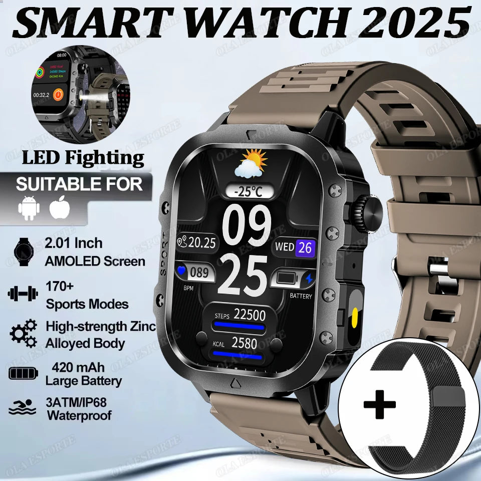 For Xiaomi Huawei Smart Watch Men Women Bluetooth Call GPS Compass Tracker Sports Watches LED Flashlight Touch Screen Smartwatch