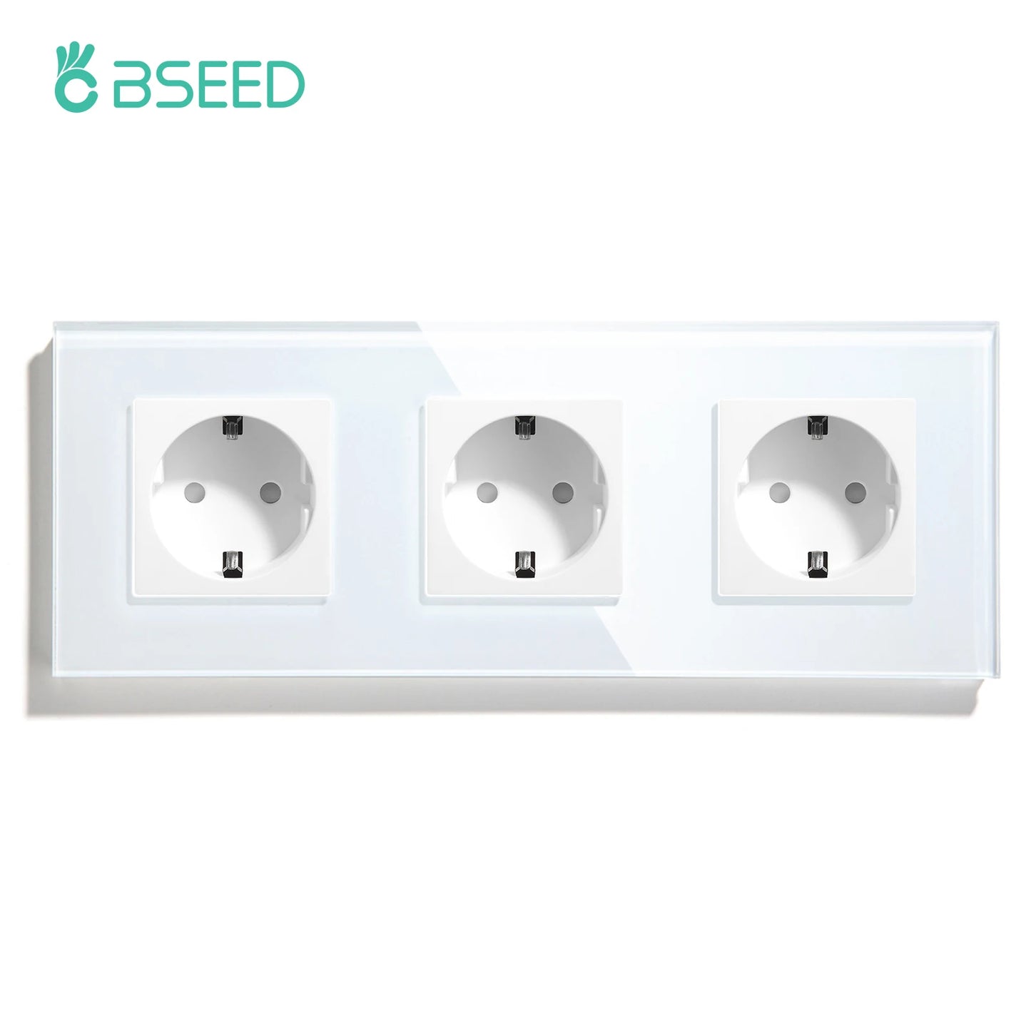 BSEED EU Standard USB Single Socket Touch Switch 1Gang 1Way White Crystal Sensor Wall Light Switch Power Double Sockets Outlets