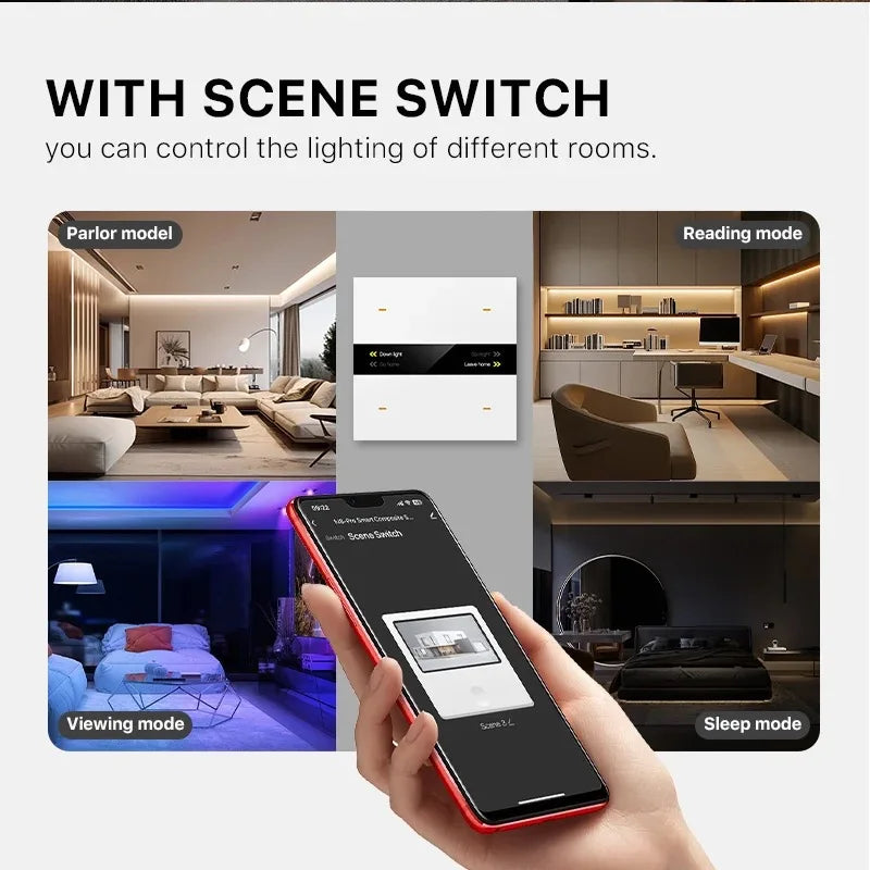 M8Pro smart home switch, home automation, scene mode switching, four - way relay, proximity - sensing radar