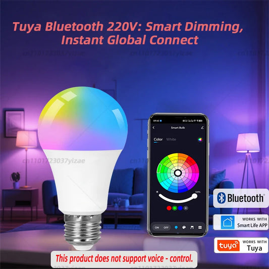 Tuya Bluetooth Smart LED Light Bulbs E27 220V 9W 15W 18W RGB Light Bulbs APP Control Dimmable Timer For Home Bedroom Decoration