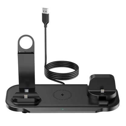6 in 1 Wireless Charger Station for iPhone 16 15 14 13 12 11 Apple Watch Airpods Desk Phone Charger Fast Charging Dock Station