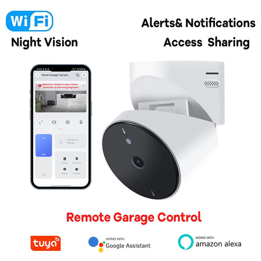 Tuya Smart WiFi Garage Door Opener with Camera Monitor 1080P Smart Garage Camera Support 2-way Talk Work with Alexa Hey Google
