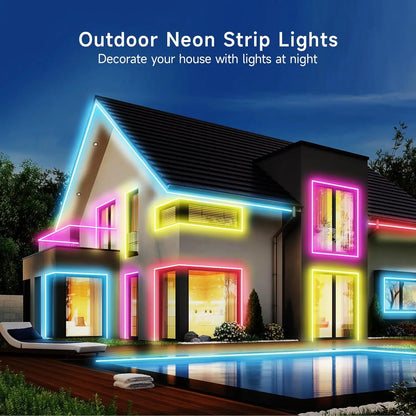 20M LED RGBIC Neon Rope Lights, 24V Music Sync App/Remote Control DIY Rope Light, 50ft LED Light Addressable Strip Gaming Room