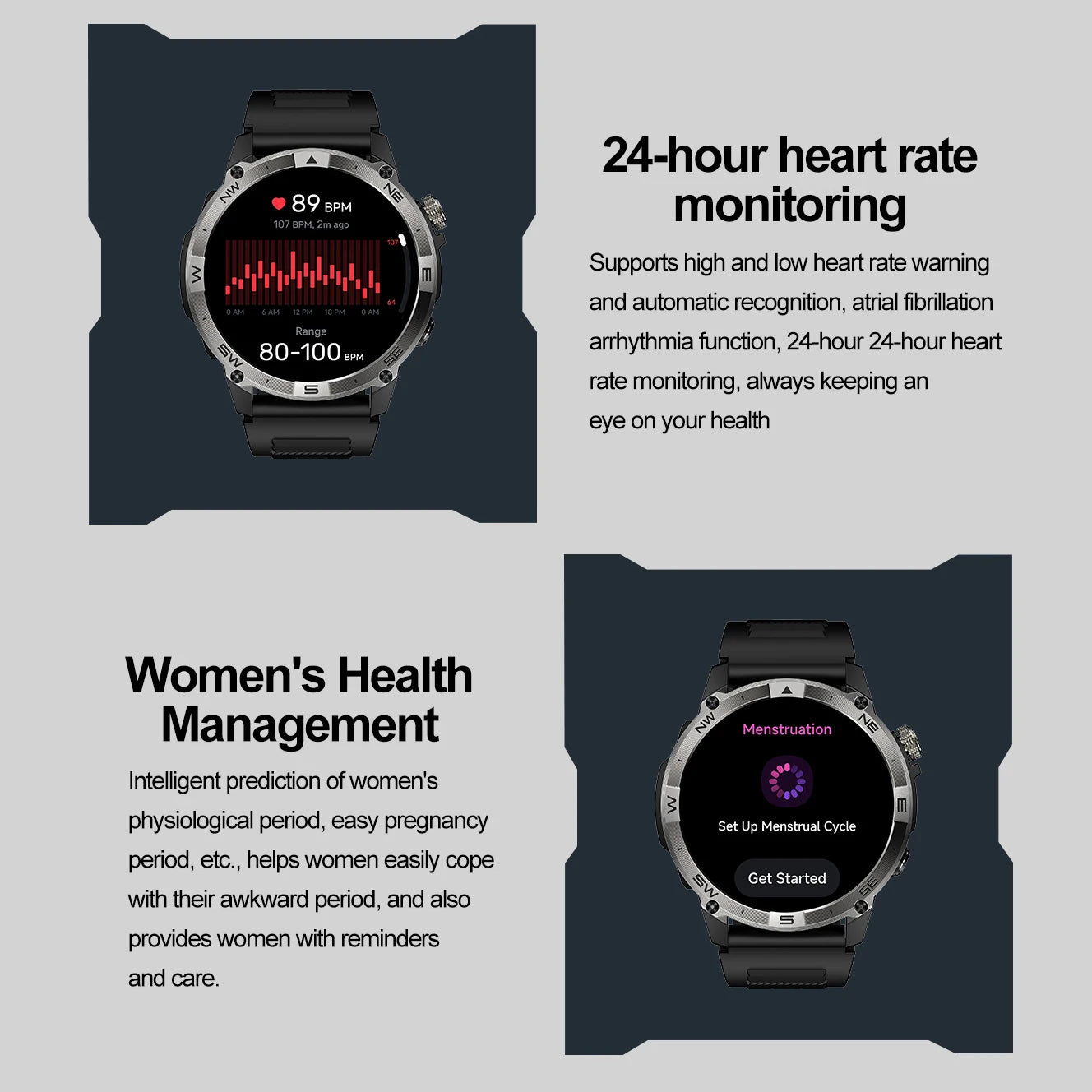 Men Smart Watch HK08 Amoled Screen BT Calling Outdoor Sports Altitude Pressure GPS Motion Positioning Compass Smartwatch