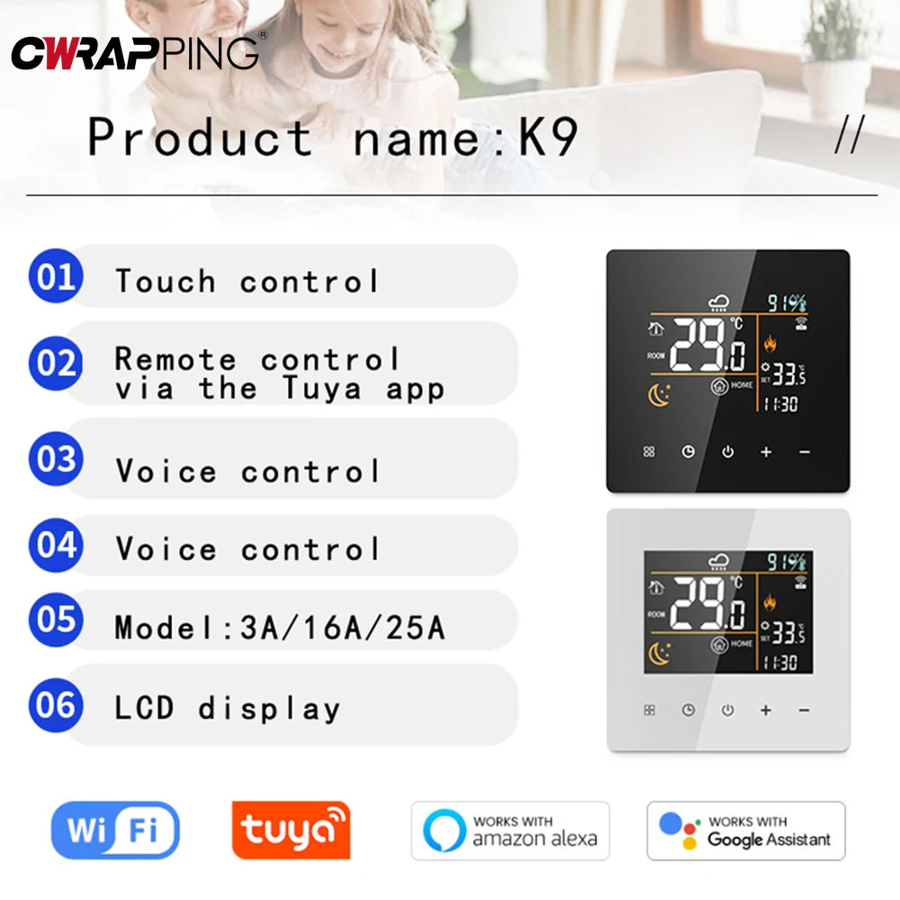 Tuya WiFi Thermostat and Hygrometer Digital Temperature Controller Boiler Thermostat Underfloor Heating Home Intelligent Tools