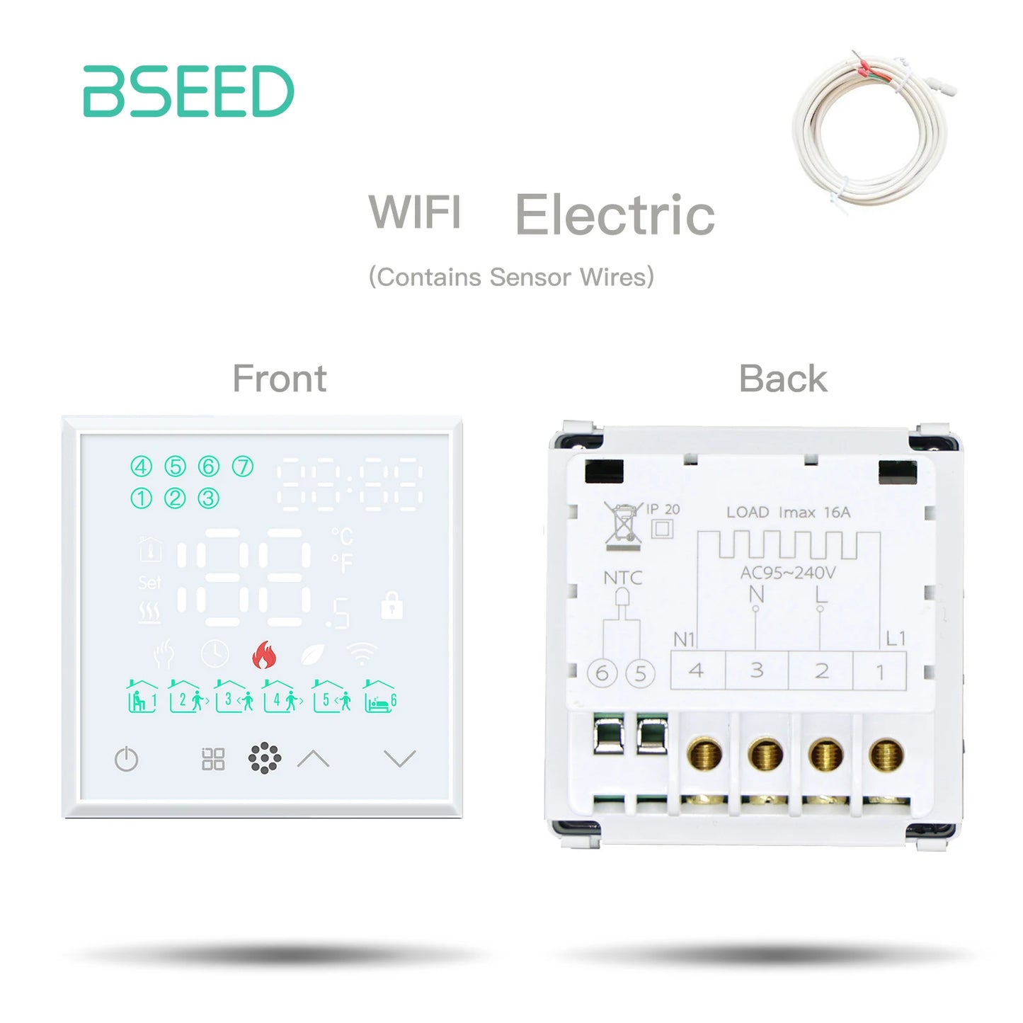BSEED LED Touch Screen Electric Floor Heating Water Boiler Room Thermostat Module Part WIFI Alexa Temperature Controller APP