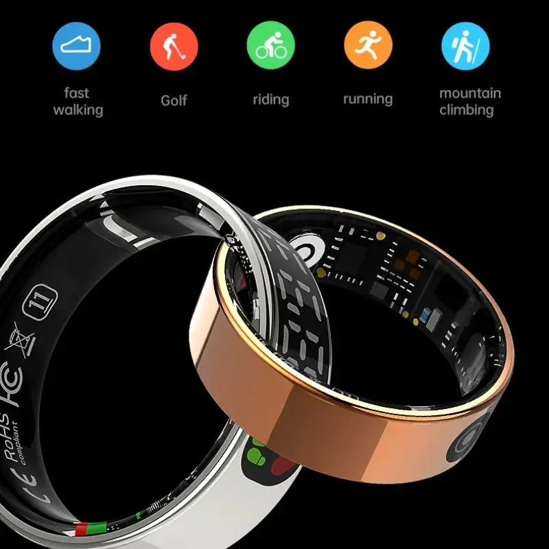Men for Smart Ring LED Display Screen Heart Rate Blood Oxygen Monitoring Multi Women smart ring Couple Holiday Gift Health rings