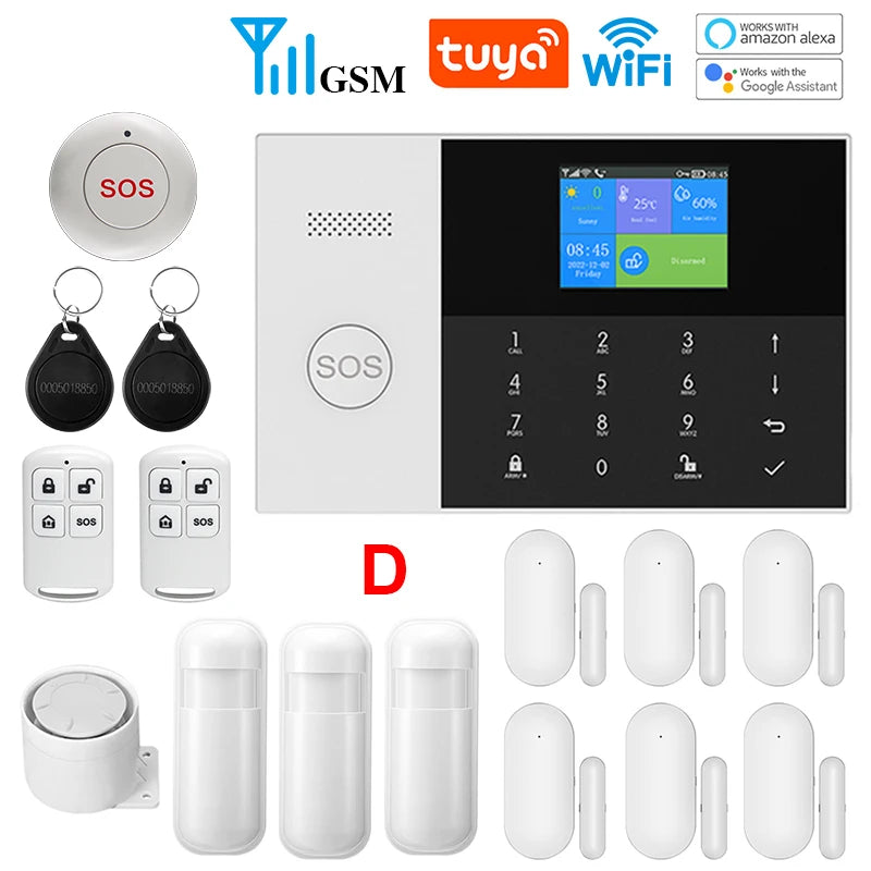YAOSHENG Security-Protection TUYA Smart Home Alarm System 2G 433MHz WiFi GSM Wireless House App Control Sets PG105